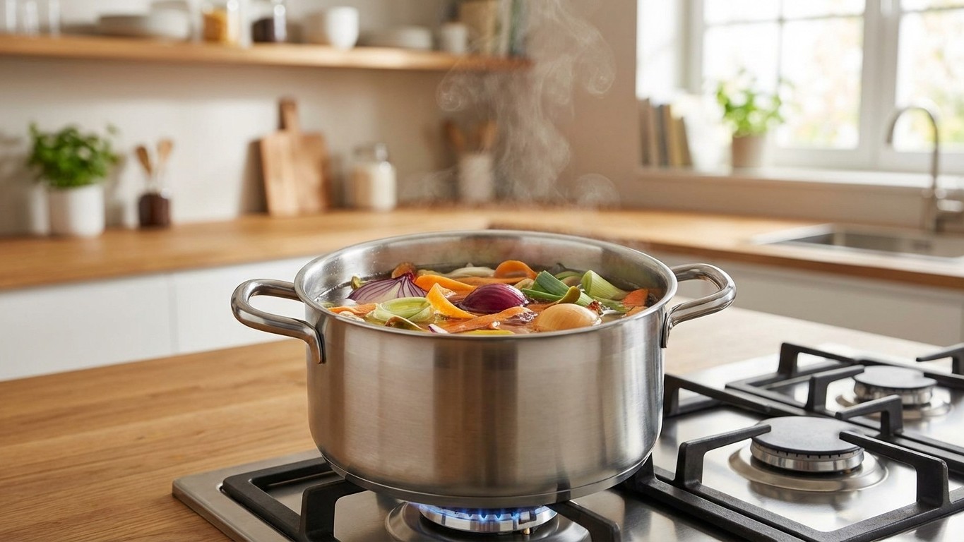 Des épluchures dans une casserole d'eau : ce qu'elle a obtenu après 45 minutes a transformé sa façon de cuisiner !