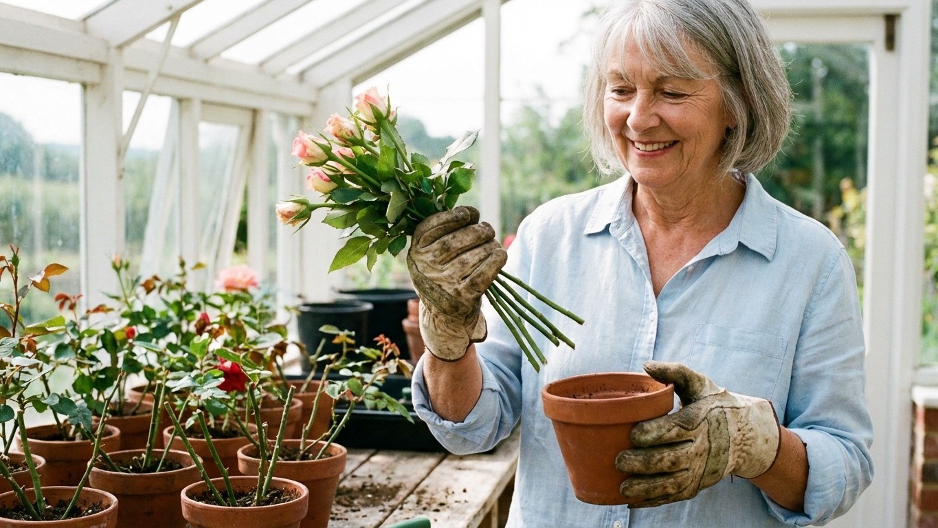Gardez les tiges de vos rosiers après la taille : dans un simple pot, elles donnent de nouveaux pieds vigoureux dès le pri...