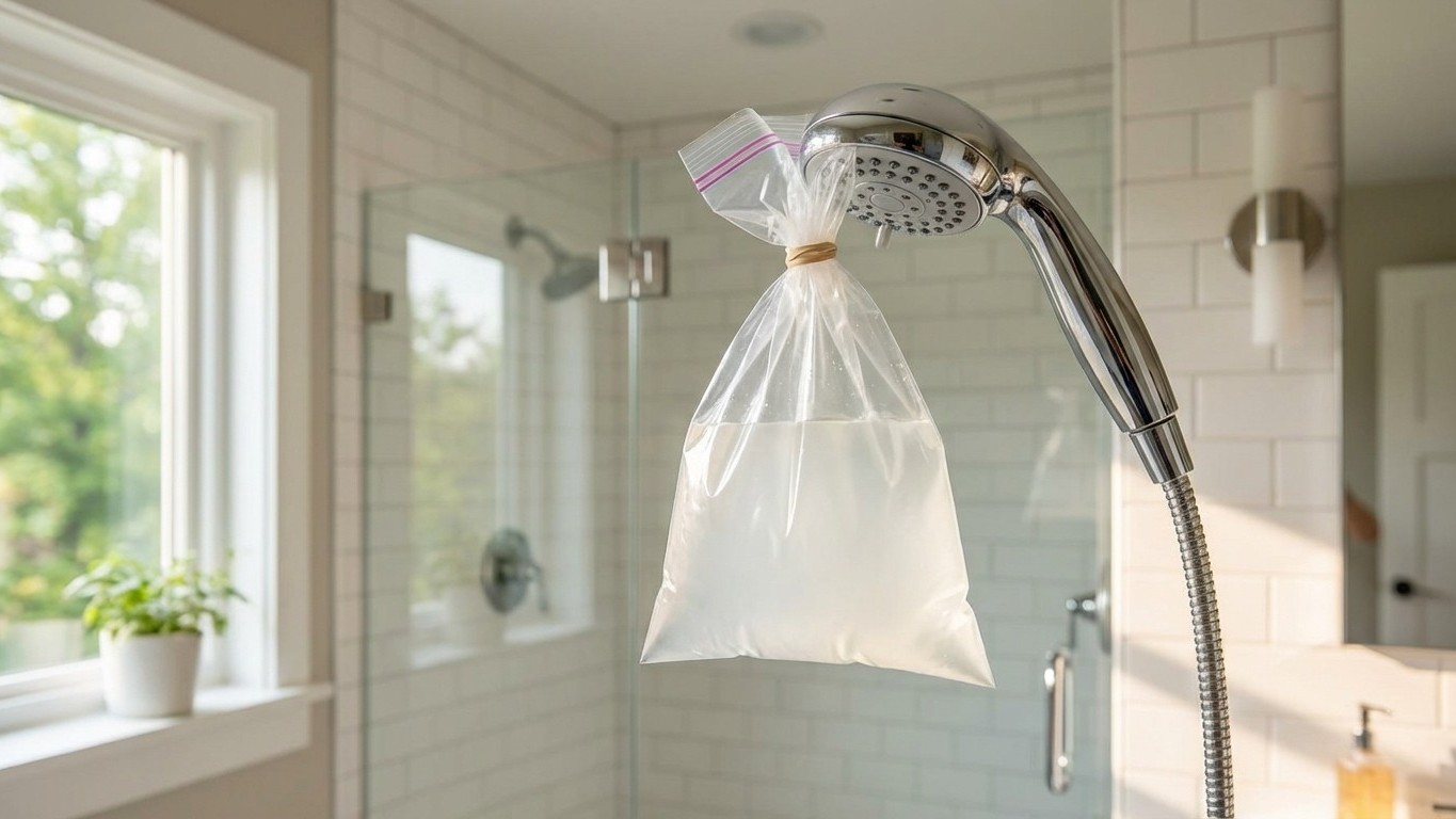 Plus besoin de dévisser votre pommeau de douche : cette astuce de plombier dissout le calcaire en une nuit