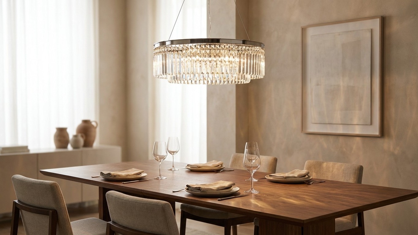 Hauteur idéale d’un lustre en cristal : table, salon, entrée