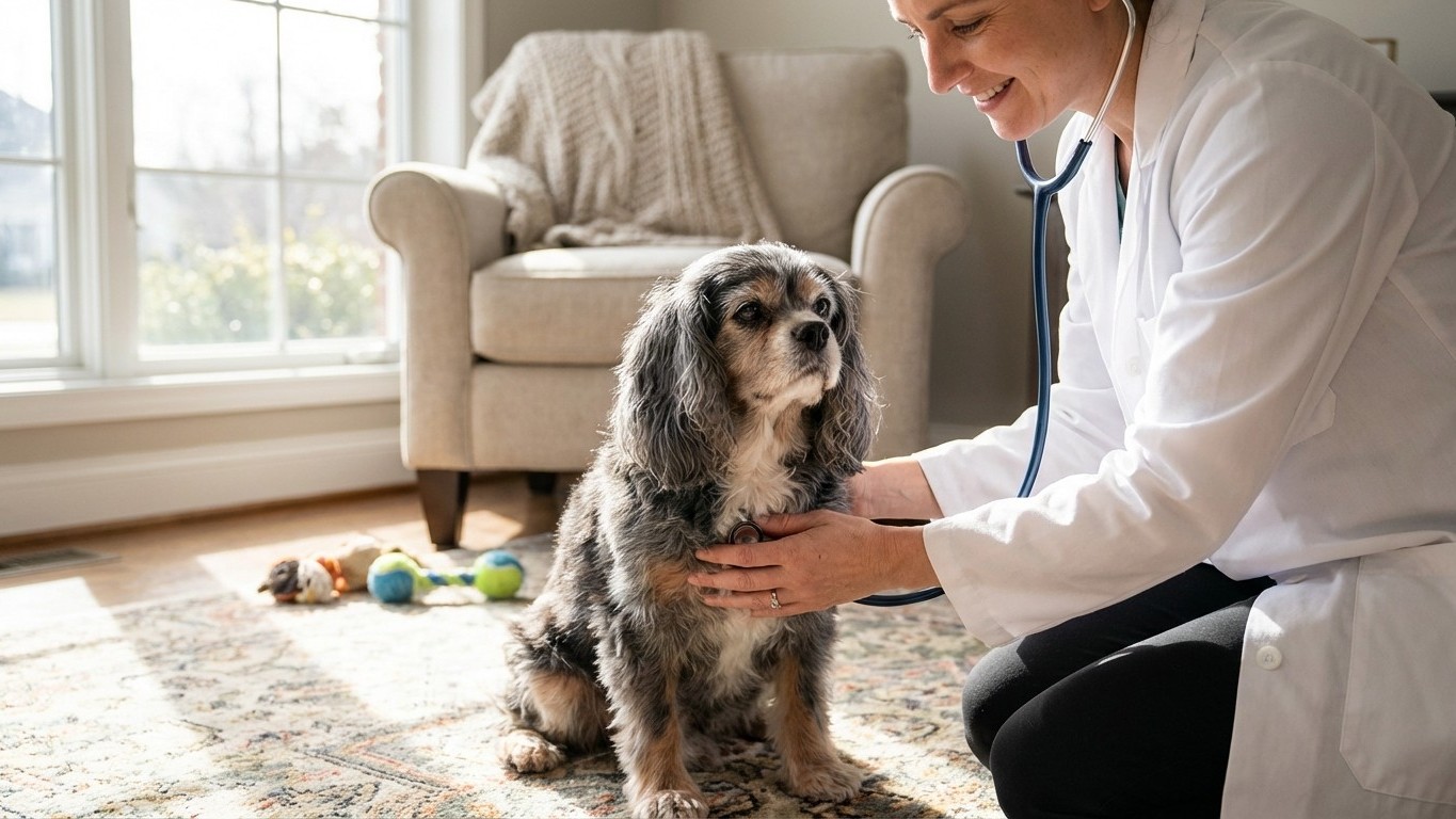 Souffle au cœur chez le chien senior : symptômes, examens et suivi