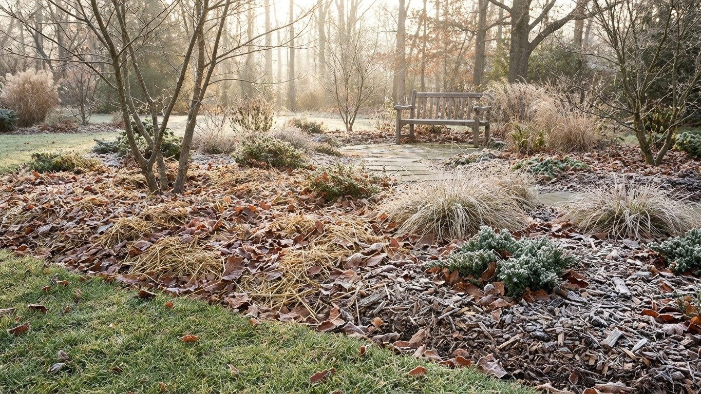 Préparer son jardin sans se fatiguer : le paillis d’hiver qui fait toute la différence pour la pelouse et les massifs