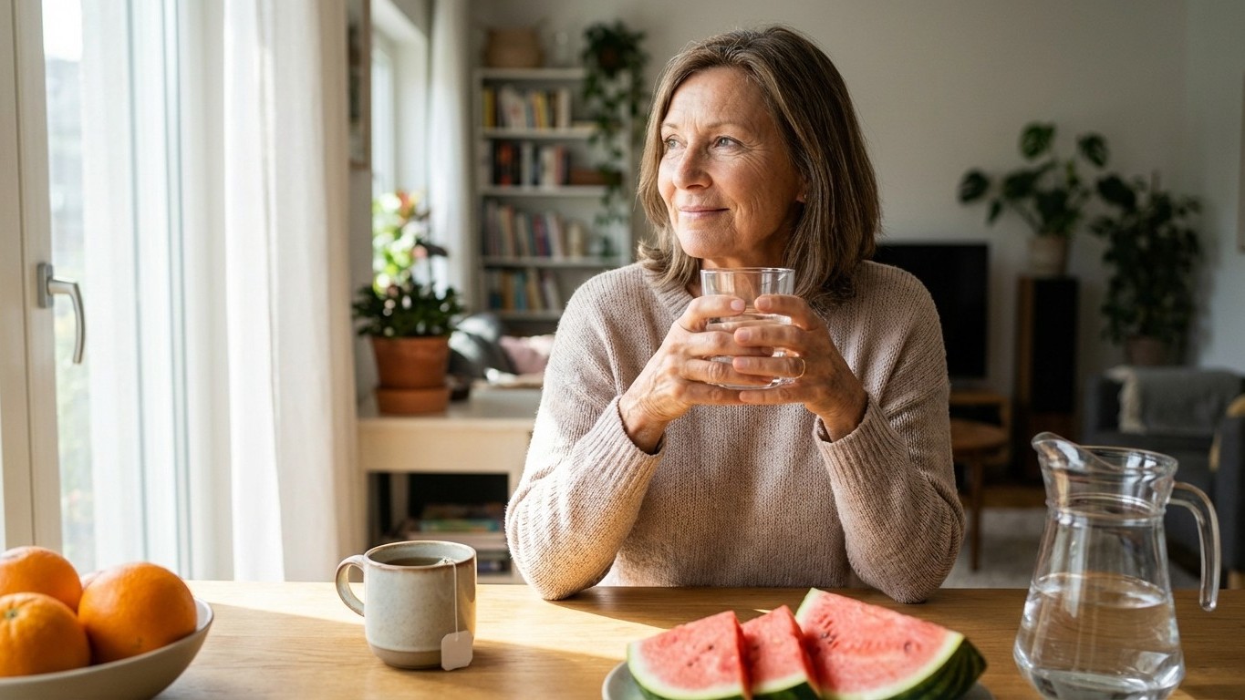 Hydratation chez la personne âgée : besoins, signes de déshydratation et solutions