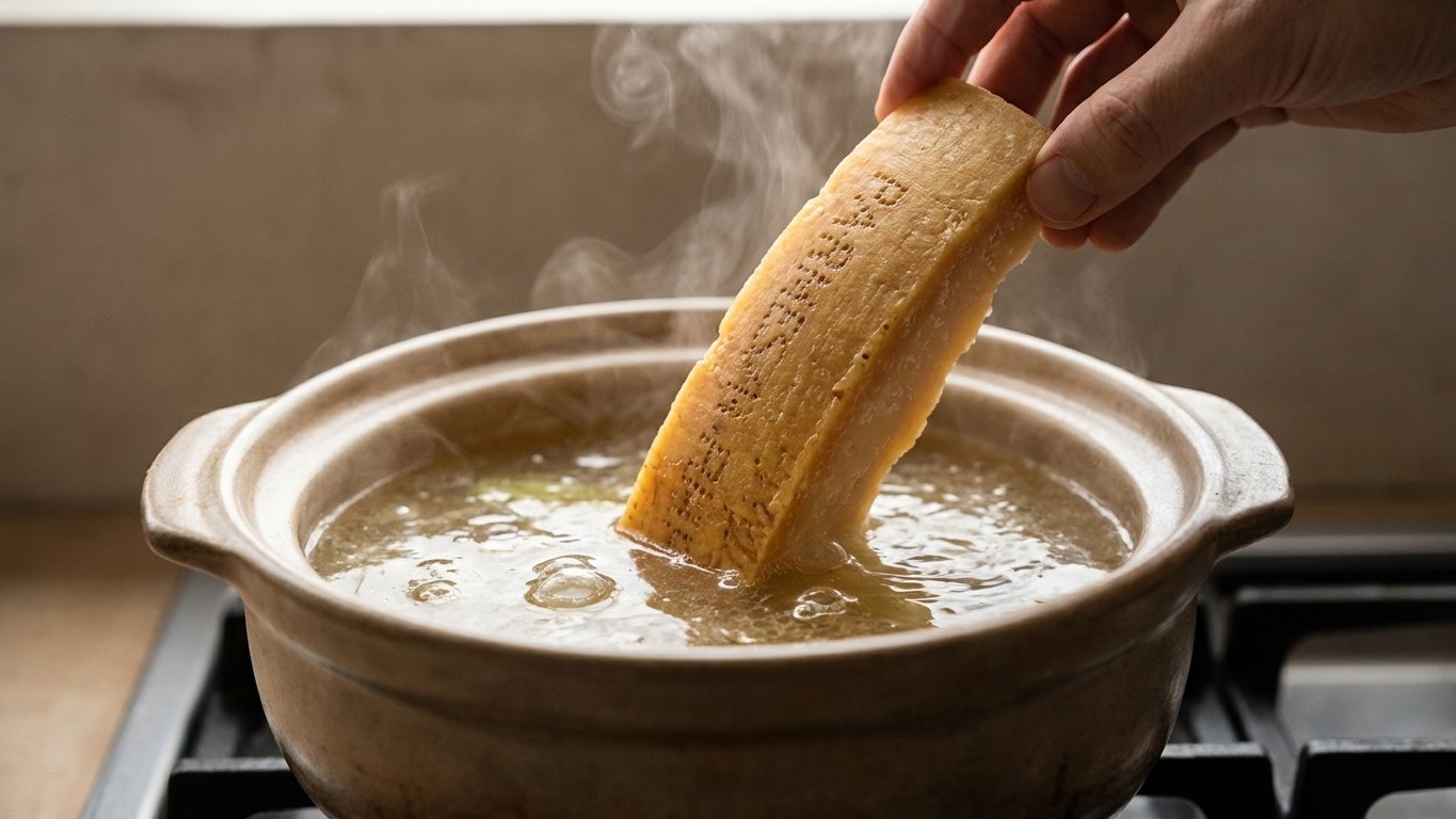 J'ai longtemps jeté cette partie du fromage avant de découvrir tout ce qu'elle apporte à mes soupes et risottos
