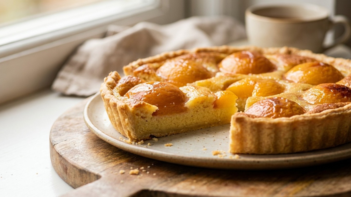 J'ai glissé une couche de frangipane sous les pêches de ma tarte et depuis, plus personne ne me parle de pâte détrempée