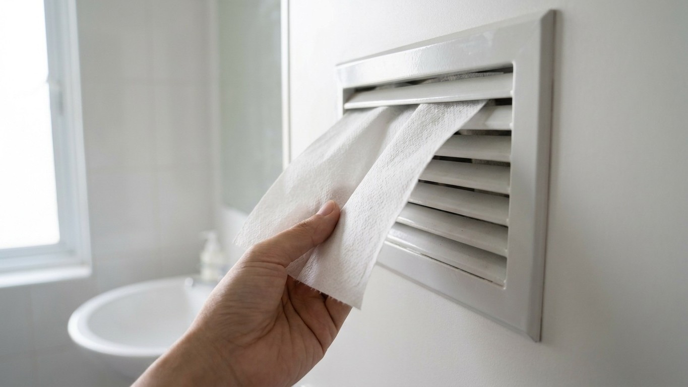 Plaquez une feuille de papier contre la bouche de VMC de votre salle de bain : c'est le test qui révèle si l'extraction fo...