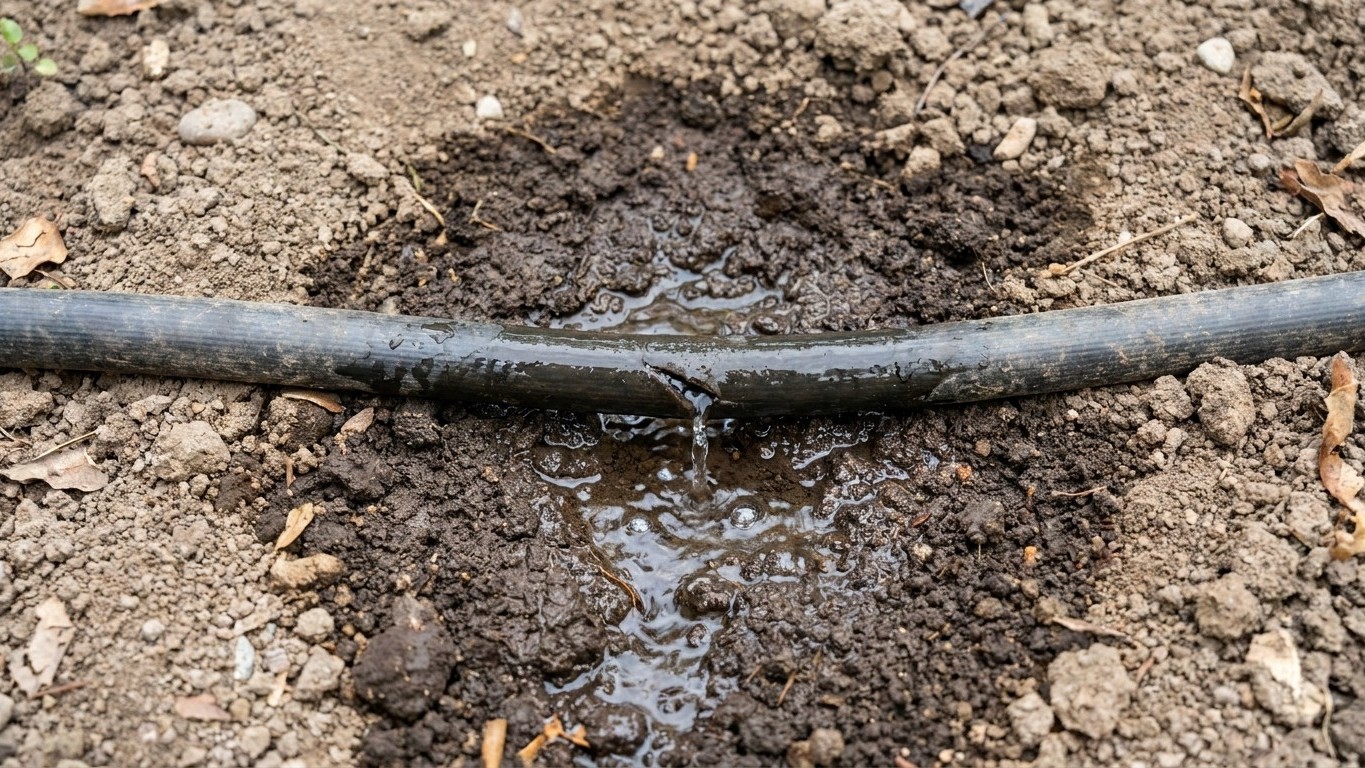 J'ai enterré ma rallonge d'arrosage en PVC souple à même la terre juste pour ne plus la voir traîner : à la facture d'eau ...