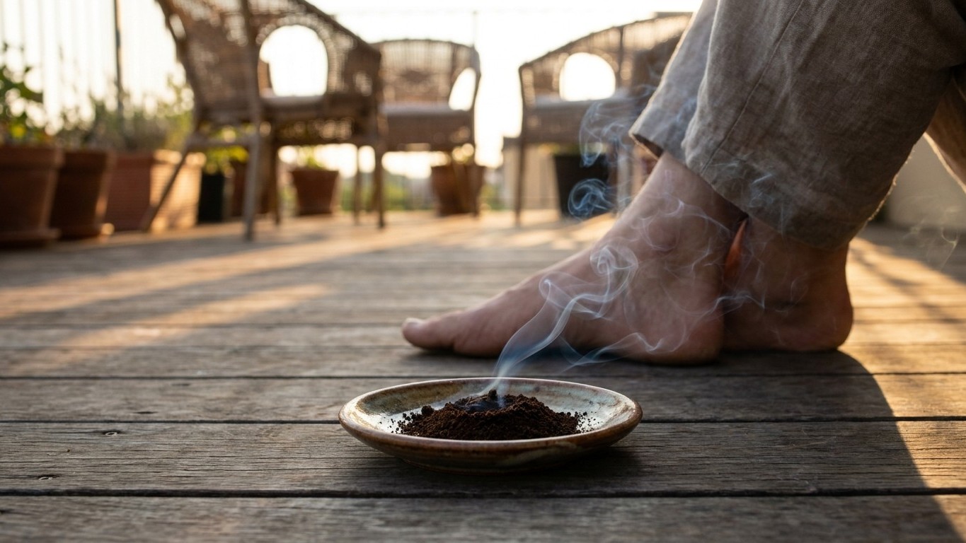 J'ai fait sécher mon marc de café puis je l'ai brûlé à côté de la table : le jour où j'ai déplacé la coupelle, j'ai compri...