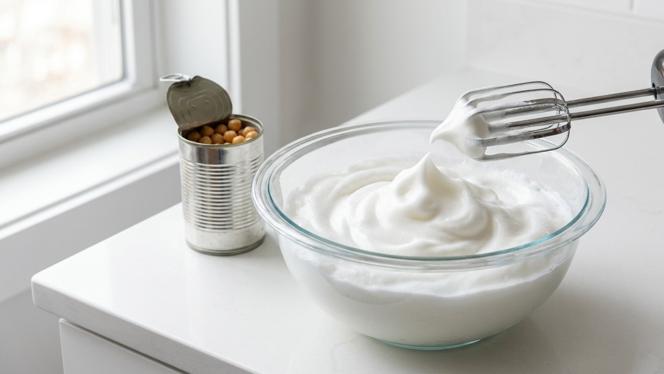 J'ai fouetté l'eau de ma boîte de pois chiches au batteur juste pour tester : mes invités ont cru que j'avais cassé une do...