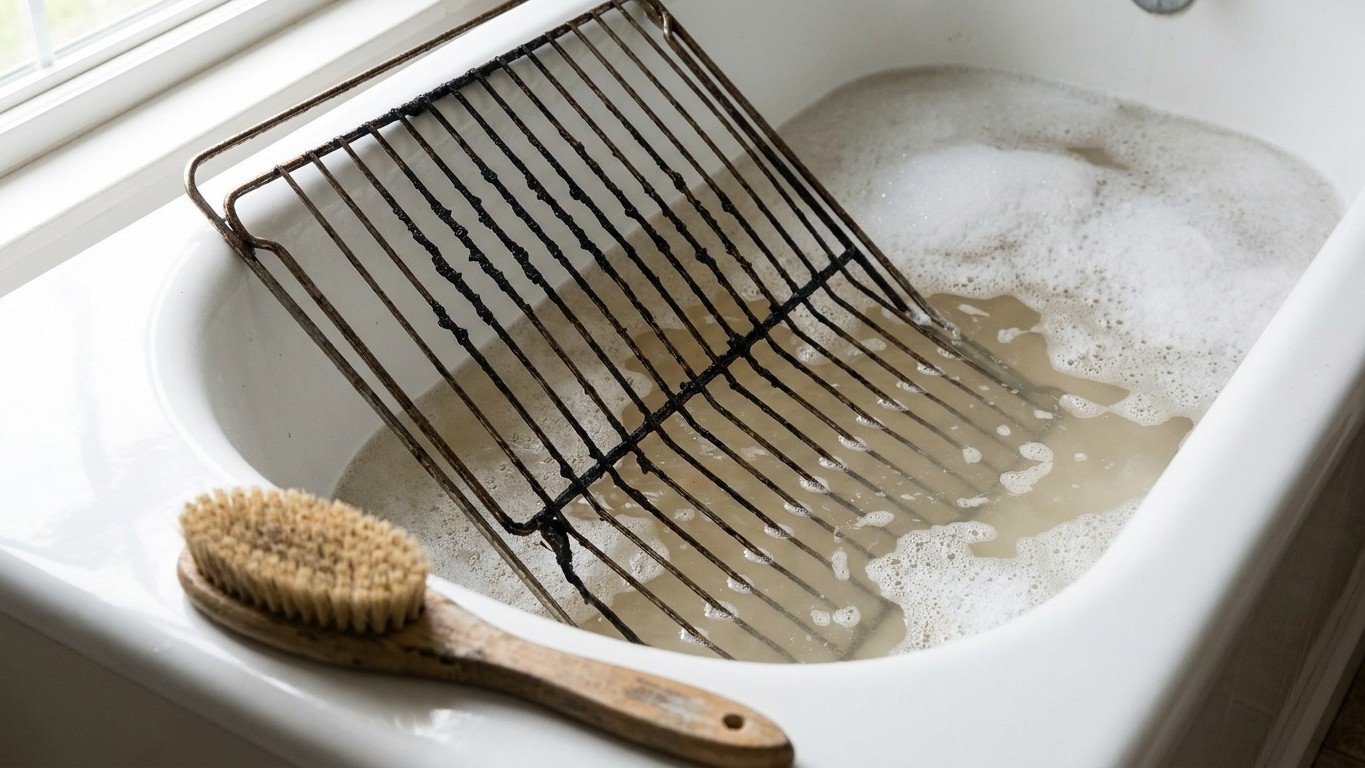 J'ai laissé ma grille de four noircie à plat dans la baignoire toute une nuit juste parce que je n'avais plus de décapant ...