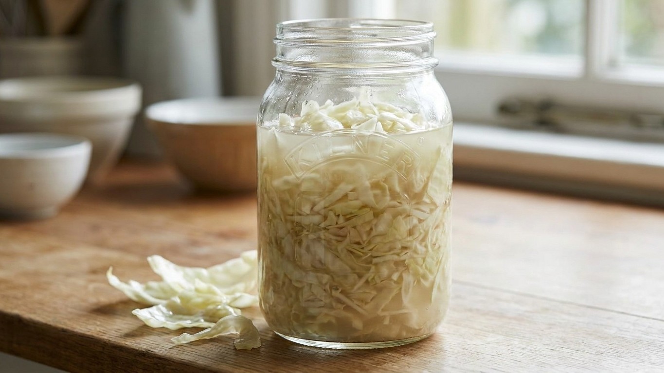 J'ai massé mon chou blanc râpé avec une poignée de sel dans un bocal et depuis, plus personne ne réclame de cornichons à t...